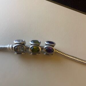 Pandora Silver Clear,  Purple and Green charms